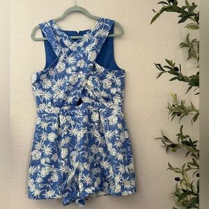 TopShop Criss Cross Top Tropical Hawaiian Romper Blue Palm Trees OnePiece